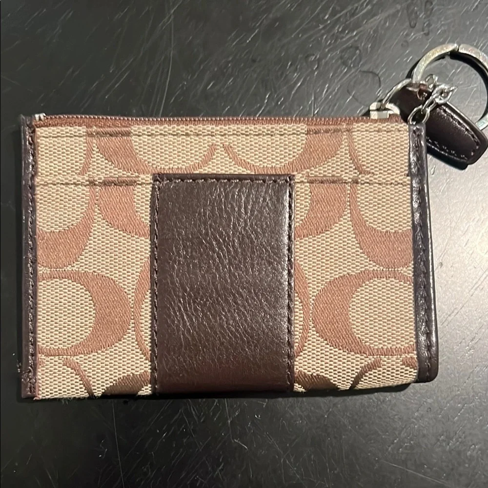 Coach Signature Canvas Keychain Wallet – Brown & Tan – Mint Condition